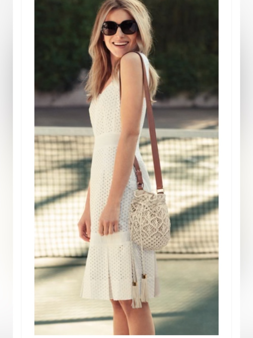 Tory Burch Berdine dress in cream cotton eyelet. Size 6. #soft girl #feminine
